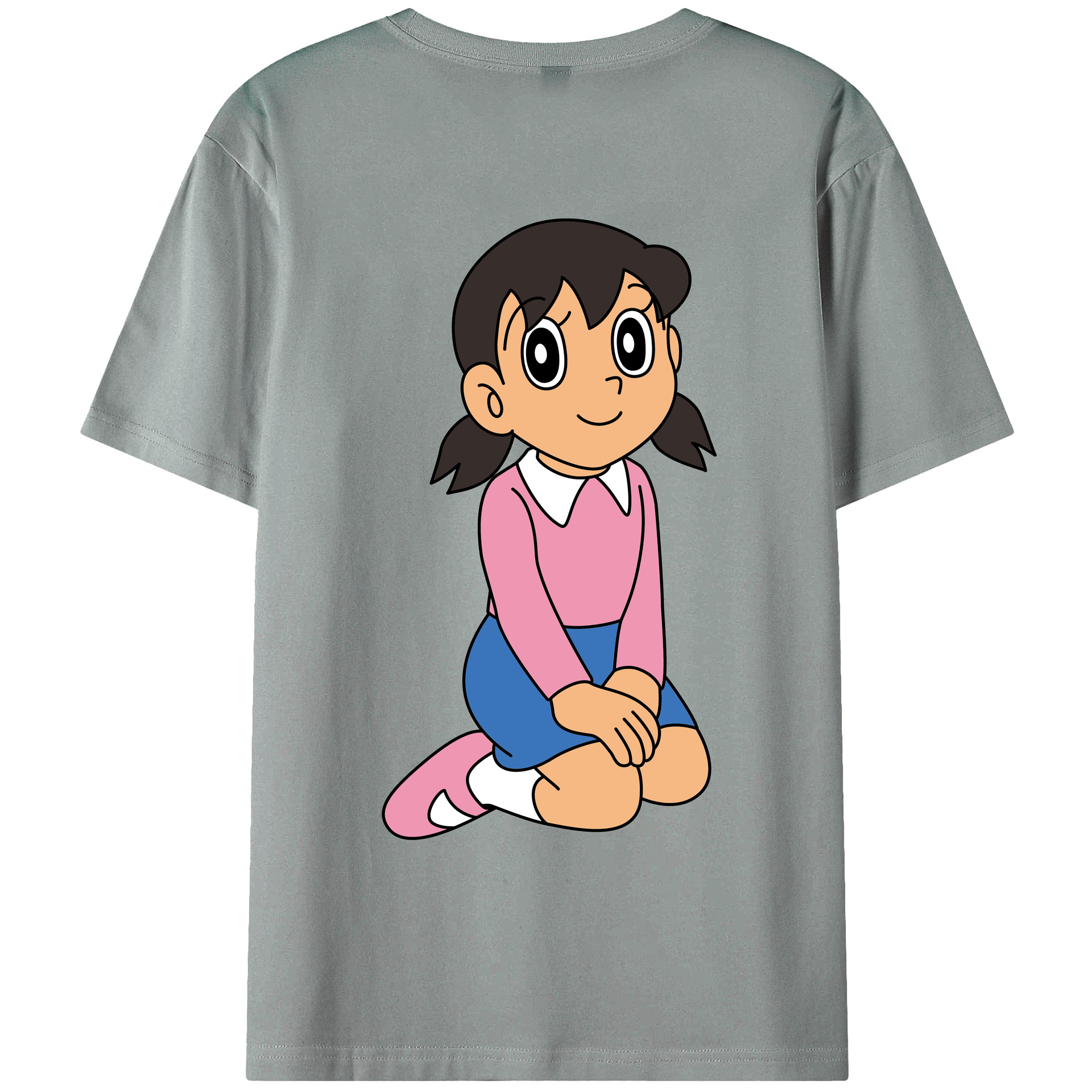 （画像用） ドラえもん みなもと しずか Doraemon Shizuka Minamoto 綿100％ メンズ半袖Tシャツ（バックプリント） 通気性